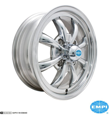 Felga aluminiowa, GT-8, polerowane, 5,5x15", 4x130, rozstaw tylny 4 3/8"
